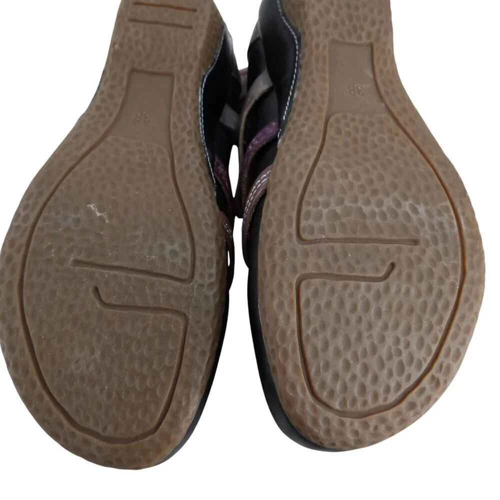 L'Artiste Yulianna Mary Jane Wedge Leather Comfort Shoes Size 38 US 7.5-8 Purple
